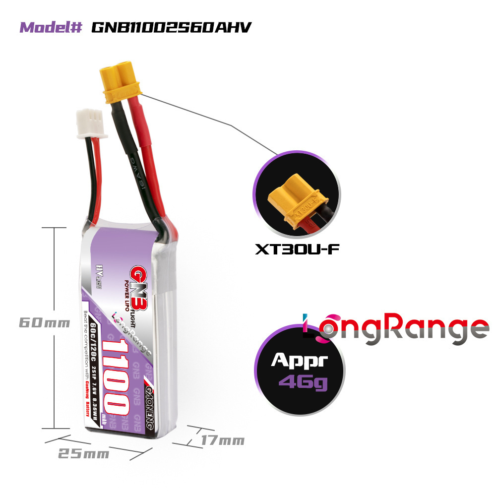 GNB 1100mAh 2S 3S 4S 6S 60C/12 – Drone Battery Connector recenzja i cena