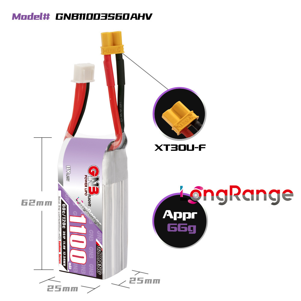 GNB 1100mAh 2S 3S 4S 6S 60C/12 – Drone Battery Connector recenzja i cena